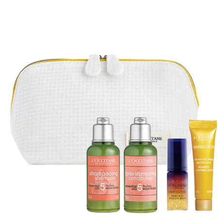 L'Occitane Divine Set 2020 With Pouch เซ็ตดูแลผิวที่มีปัญหาริ้วรอย ต้านสัญญาณแห่งความร่วงโรยพร้อมคู่แชมพูครีมนวดลดผมขาดหลุดร่วง ช่วยบำรุงให้เส้นผมแข็งแรง นุ่มสลวยอยู่ทรงและเงางาม